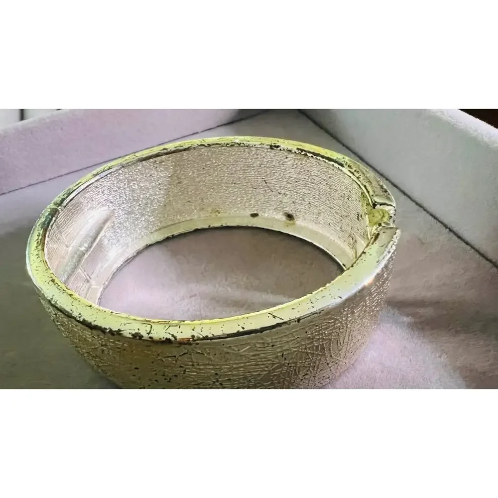 Vintage Textured Gold-Tone Hinged Cuff Bracelet